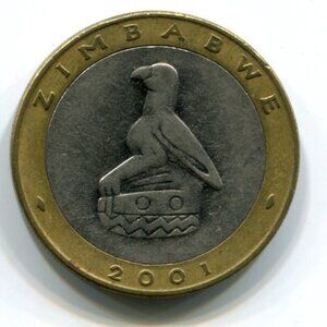 2001 Zimbabwe Bimetallic Rhino $5 Coin (b489-27)